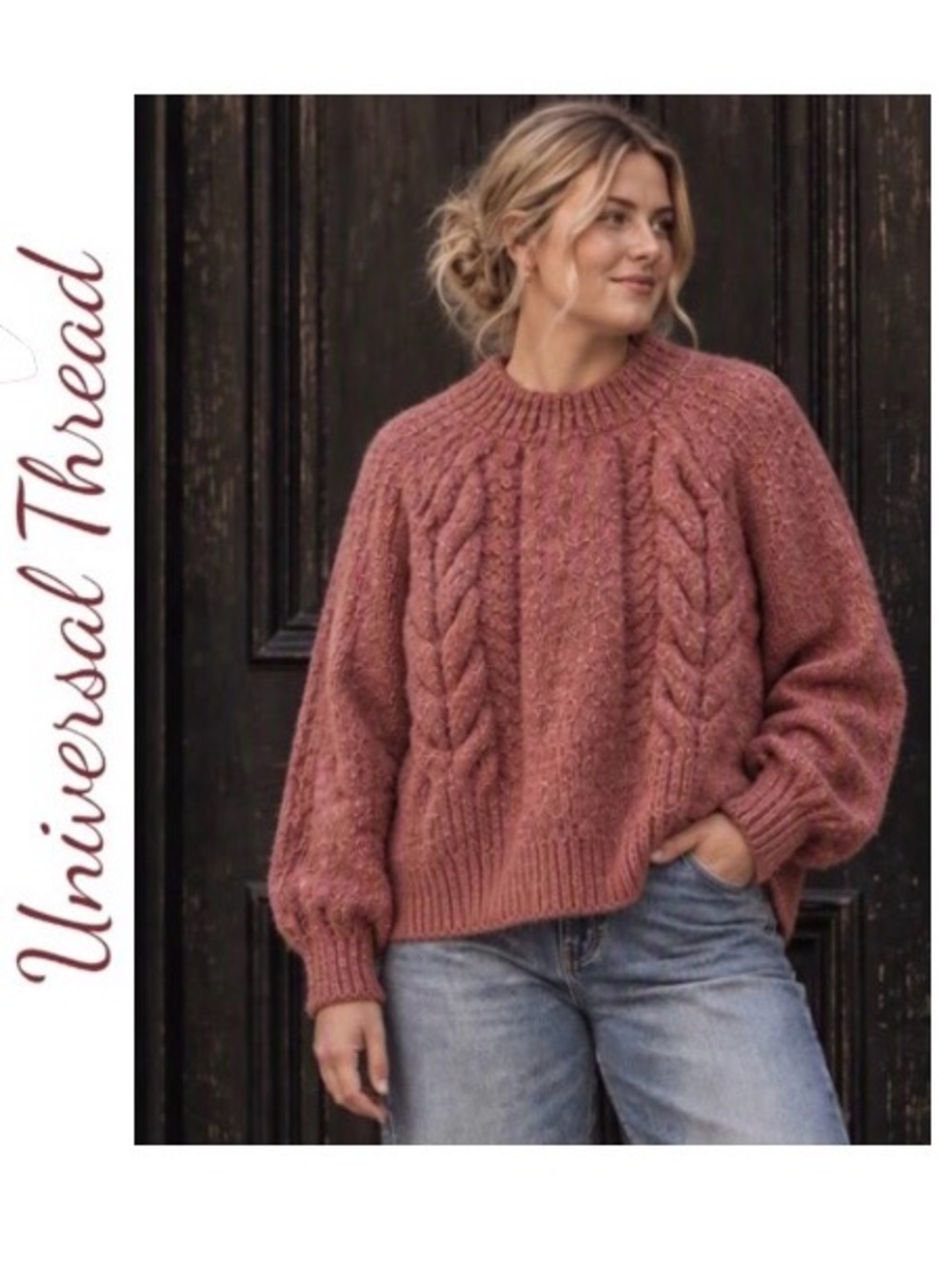 XXL Universal Thread Sweater with Cableknit Detail
